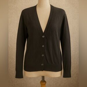 Lucky Brand Womens V-Neck Button Cardigan Sweater Navy Blue Size Med